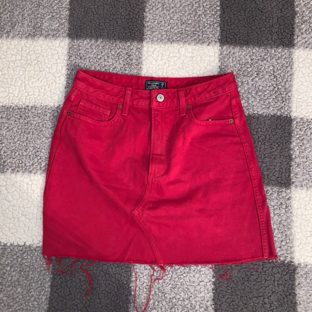 Abercrombie and Fitch RED DENIM SKIRT